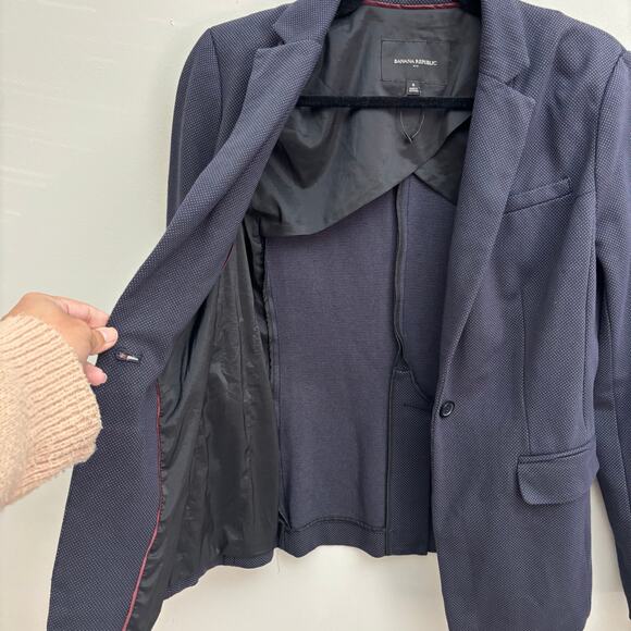 Banana Republic Navy One Button Stretchy Casual Blazer Jacket Women’s Size 6 - Picture 5 of 8